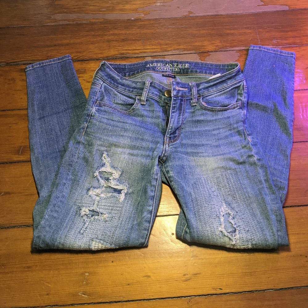 American Eagle distressed jeggings 4S EUC